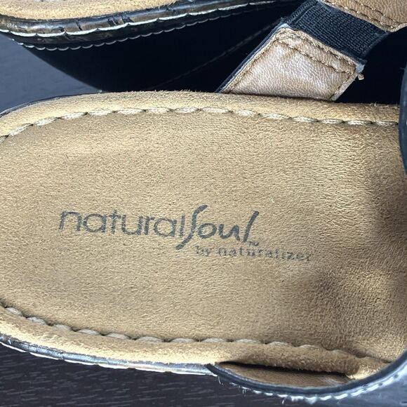 Natural Soul by Naturalizer Sandals 9.5 M Black Comfort Shoes Boho Medallion - Picture 4 of 11